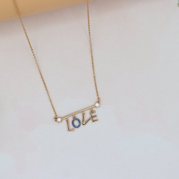Elegant Rose Gold 'LOVE' Pendant Necklace with Dainty Chain, XPNL0197 - Picture 7 of 13